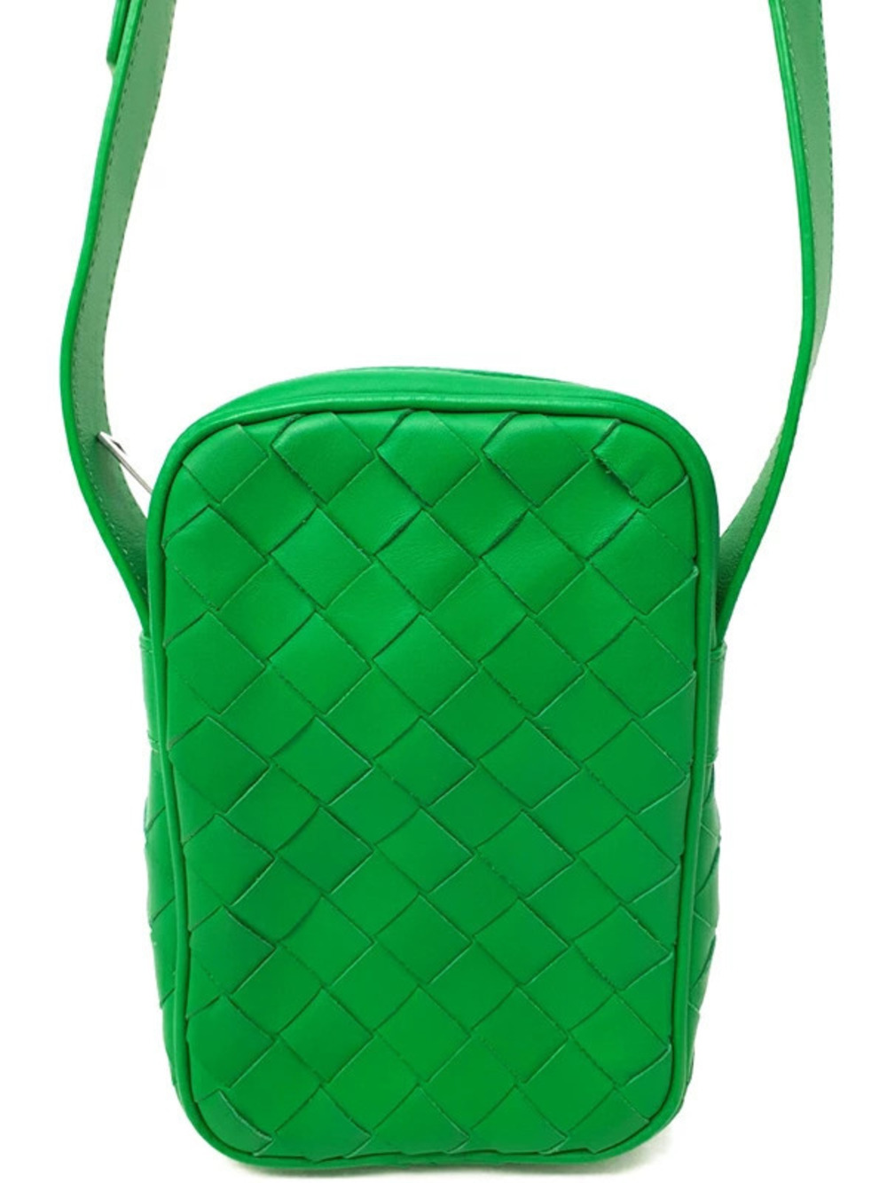 Bottega Veneta Intrecciato Woven Crossbody Bag Green